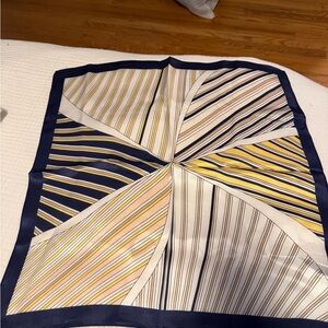 BNIB La Parisienne Striped Silk Scarf with Navy Border